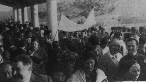 9/9/2024 Imagen de abril de 1976 de una protesta en As Neves (Pontevedra) contra el proyecto para instalar una celulosa en la localidad