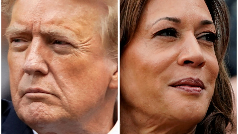 Donald Trump y Kamala Harris en imágenes de archivo.