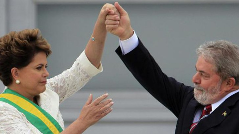 Los expresidentes brasileños Luiz Inácio Lula da Silva y Dilma Rousseff.