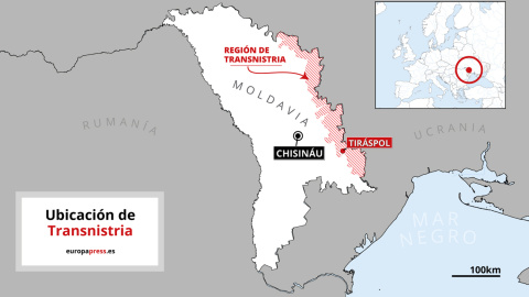 Ubicación de la región separatista de Transnistria, en Moldavia.