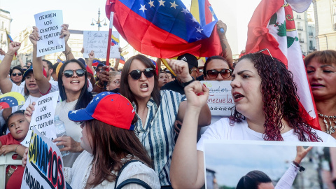 07/09/2024 Cientos de personas protestan contra el Gobierno de Nicolás Maduro en Madrid tras las últimas elecciones presidenciales. Foto de archivo.