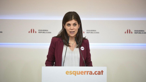 Marta Vilalta, portaveu d'ERC, durant la roda de premsa en què s'han donat a conèixer els resultats de la consulta a la militància sobre la investidura de Pedro Sánchez.