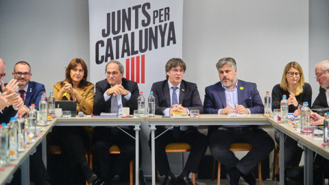 Una imatge de la reunió a Brussel·les de JxCat. JUNTS PER CATALUNYA