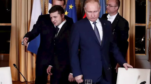 09/12/2019 - El presidente ruso, Vladimir Putin, y su homólogo ucraniano, Volodimir Zelenski en París. / REUTERS