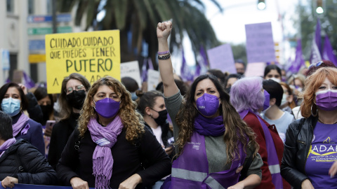 6/5/22-Mujeres manifestándose, a 8 de marzo de 2022, en Málaga.