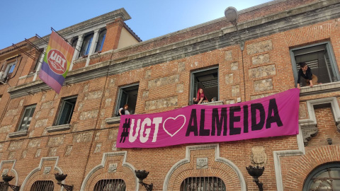 07/04/2022 La sede de UGT que ha sido ocupada en Madrid