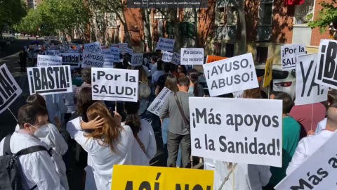 Manifestación en Madrid a raíz de la huelga de médicos hospitalarios contra la temporalidad