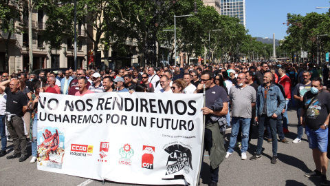 11/05/2022 - La mobilització d'aquest dimecres dels antics treballadors de Nissan per reclamar la reindustrialització.