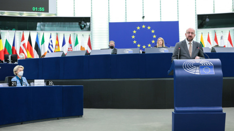 11/05/2022. El presidente del Consejo Europeo, Charles Michel, durante una sesión del Parlamento Europeo, a 3 de mayo de 2022.