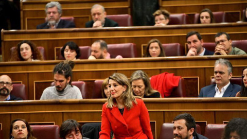 La futura ministra de Trabajo y diputada de Galicia, Yolanda Díaz, durante la investidura de Pedro Sánchez. / Unidas Podemos