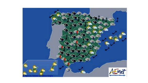 Previsión meteorológica para este jueves 19 de diciembre de 2019. EFE