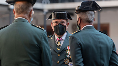 El coronel Diego Pérez de los Cobos (c) durante los actos de celebración de la Patrona de la Guardia Civil, la Virgen del Pilar, a 11 de octubre de 2021, en Madrid, (España).