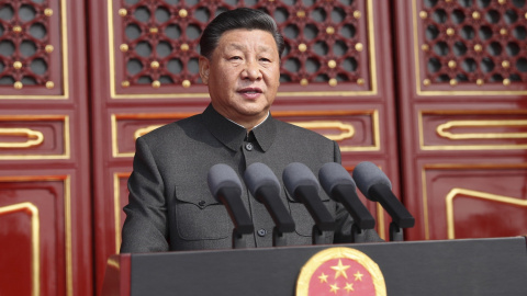 30/09 / 2019.-  Xi Jinping, pronunciando su discurso durante el desfile. / Fotografía distribuida por la Agencia de Noticias Xinhua.