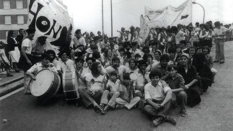 Foto de la comparsa Hontzakiestas, en la Semana Grande de Bilbao de 1978