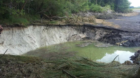 Imagen de la laguna después del desastre. | Twitter de Fernando Zelaya Espinoza