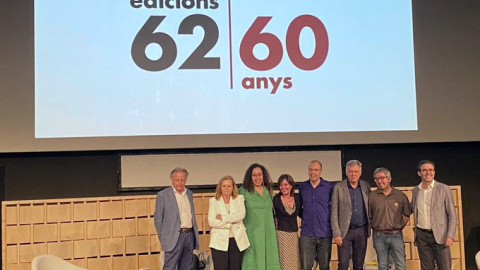 Acto de celebración del sexagésimo aniversario de la editorial Edicions 62 en Barcelona.