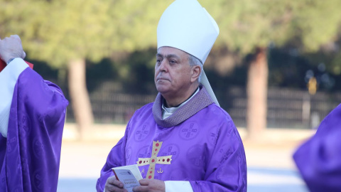 El obispo de Tenerife, Bernardo Álvarez, durante la peregrinación al Santuario del Sagrado Corazón del Cerro de los Ángeles en Getafe, a 3 de abril de 2019.