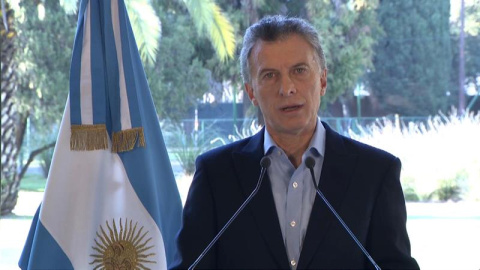 29/08/2018.- Captura de un video cedido por la Presidencia de Argentina, que muestra al mandatario argentino, Mauricio Macri, mientras anuncia un acuerdo con el Fondo Monetario Internacional (FMI) hoy, miércoles 29 de agosto de 2018, en Buenos Aires (Arg