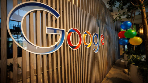 18/05/2022. Vista del vestíbulo de las oficinas de Google en  Mountain View, California, a 16 de mayo de 2022.