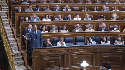 18/05/2022-El presidente del Gobierno, Pedro Sánchez, interviene en una sesión plenaria en el Congreso de los Diputados este miércoles 18 de mayo