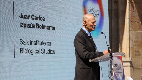 Juan Carlos Izpisúa durante su ponencia en el Open Science Age de Salamanca.