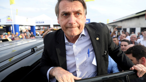 El candidato a la presidencia de Brasil por el partido (PSL), Jair Bolsonaro, durante un acto de campaña. - REUTERS