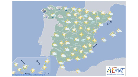 Previsión meteorológica para el viernes 3 de enero. / AEMET