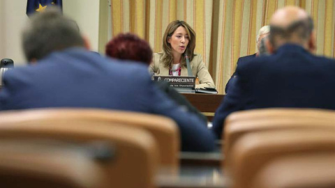 La Secretaria de Estado de Comercio, Xiana Margerida, durante su comparecencia en la Comisión de Defensa del Congreso. (ZIPI | EFE)