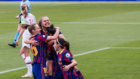 Jugadoras del Barça durante un partido a 2 de mayo de 2022.