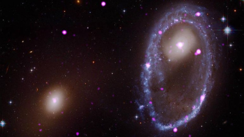 La galaxia AM 0644 rodeada por un anillo de agujeros negros o estrellas de neutrones./NASA