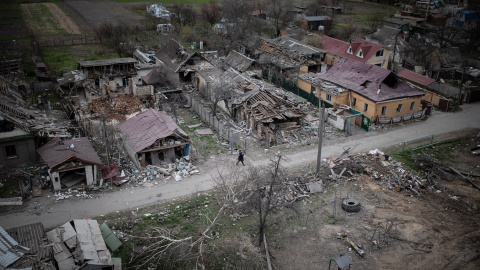 Daños provocados en viviendas de Borodyanka por los sucesivos bombardeos.