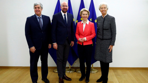 La nueva cúpula de la Unión Europea formada por Charles Michel, Ursula von der Leyen, Marcio Centeno y Christine Lagarde. / Reuters