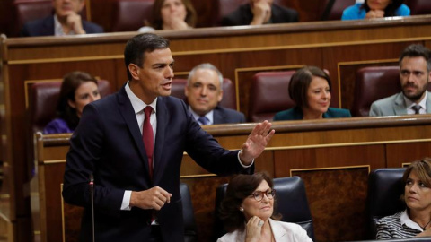 Pedro Sánchez durante el pleno. EFE