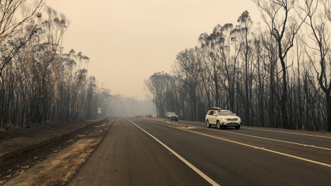 Decenas de miles de turistas huyeron el miércoles de las ciudades de la costa este de Australia ante el avance de los incendios forestales. REUTERS