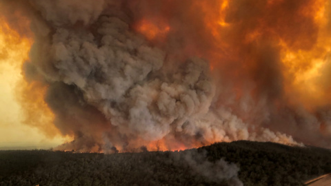 Vista de uno de los incendios forestales que han dejado ocho muertos en los estados australianos de Nueva Gales del Sur y Victoria. REUTERS