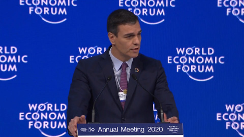 22/01/2020- El presidente del Gobierno, Pedro Sánchez, durante su intervención en el Foro Económico de Davos en 2020