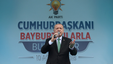 El presidente de Turquía, Recep Tayyip Erdogan, en una acto en la provincia de Bayburt, en el este de Anatolia. REUTERS