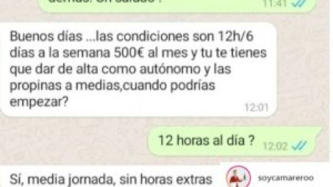 MierdaJobs - "Media jornada, sin horas extra": un bar busca camarero para trabajar doce horas diarias por 500 euros