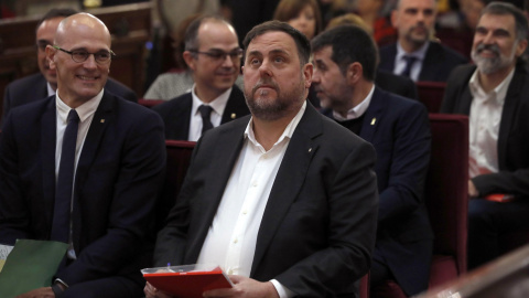 El exvicepresidente de la Generalitat, Oriol Junqueras, durante el juicio del 'procés'. / Europa Press