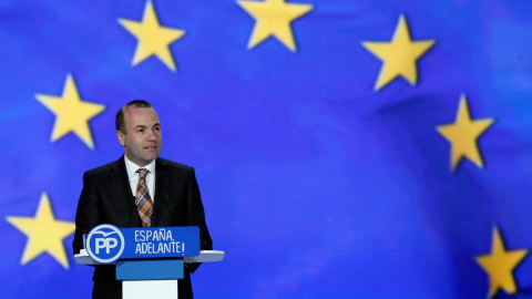 Imagen de archivo  de Manfred Weber, líder del Partido Popular Europeo (EPP), en el Congreso Nacional del PP, en la Caja Mágica en Madrid, en febrero de 2017. EFE/ Juanjo Martín