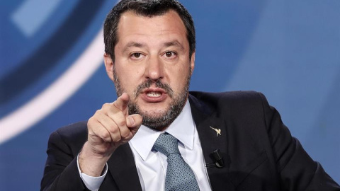 El viceprimer ministro y ministro del Interior italiano, Matteo Salvini, en el programa "Porta a porta". - EFE