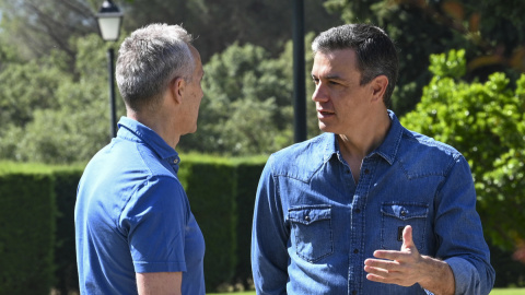 29/05/2022 El presidente del Gobierno, Pedro Sánchez recibe al Secretario General de la OTAN, Jens Stoltenberg, en la finca Quintos de Mora