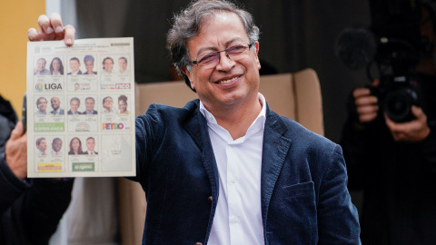 29/05/2022 El candidato izquierdista Gustavo Petro vota en las elecciones colombianas en Bogotá