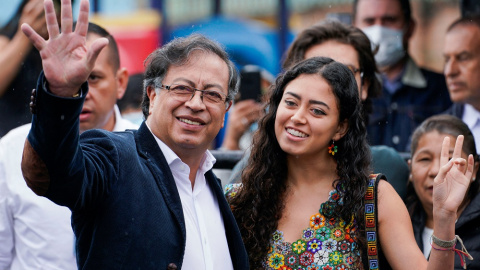 Gustavo Petro, tras votar este domingo en Bogotá.