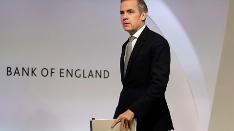 El gobernador del Banco de Inglaterra, Mark Carney, en una comparecencia en la sede de la entidad, en Londres. REUTERS