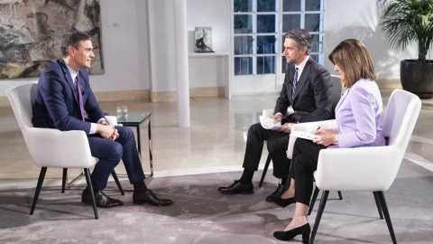 El presidente del Gobierno, Pedro Sánchez, durante su entrevista en TVE.