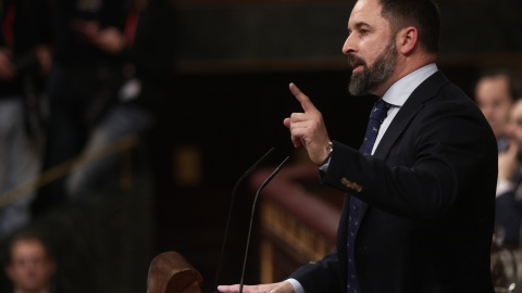 El líder de Vox, Santiago Abascal, en el Congreso de los Diputados. / Europa Press