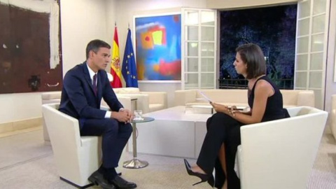 El presidente del Gobierno, Pedro Sánchez, durante la entrevista en 'El Objetivo'.