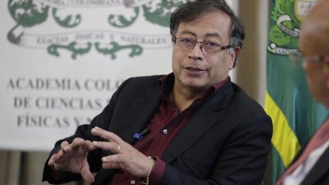 24/05/2022-El candidato presidencial por la coalición Pacto Histórico, Gustavo Petro, el 24 de mayo durante una reunión con la Academia de Ciencias en Bogotá (Colombia)