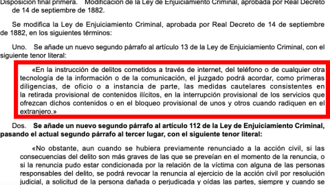 Texto literal de la Disposición Adicional Primera de la futura 'Ley sí es sí'.